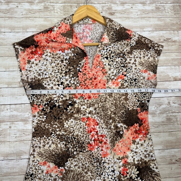 Mardi Modes New York ILGWU Vintage Floral Wide Collar Cap Sleeve Blouse USA - Picture 14 of 16